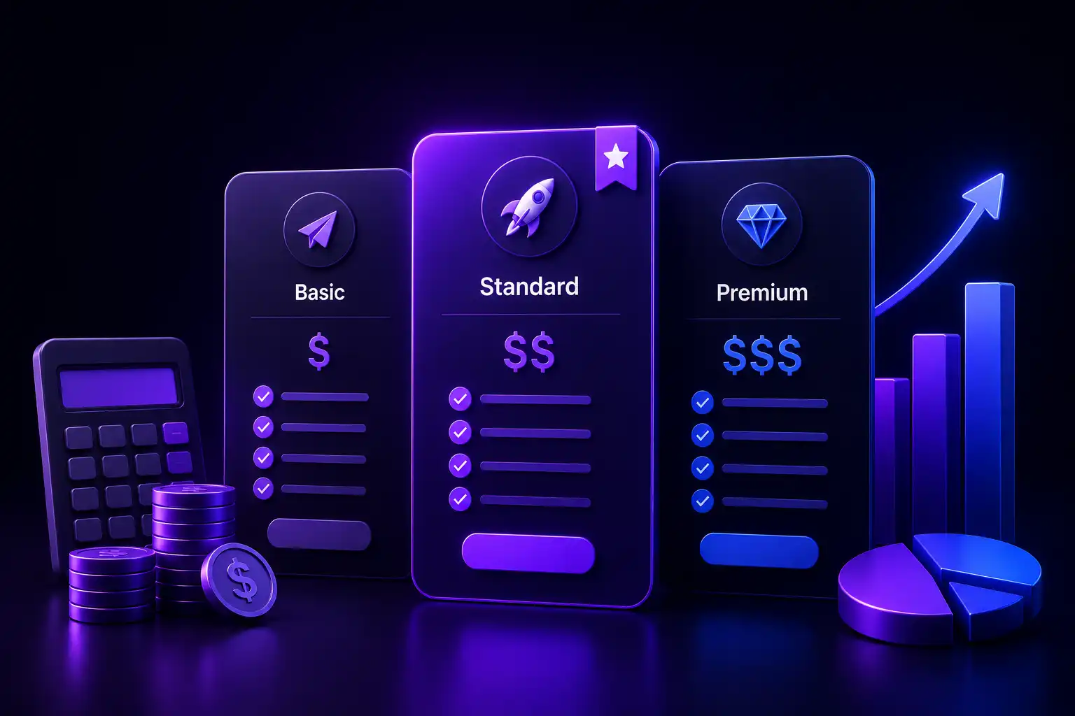 Rankixa pricing tiers — Basic, Standard, and Premium plans with a growth chart