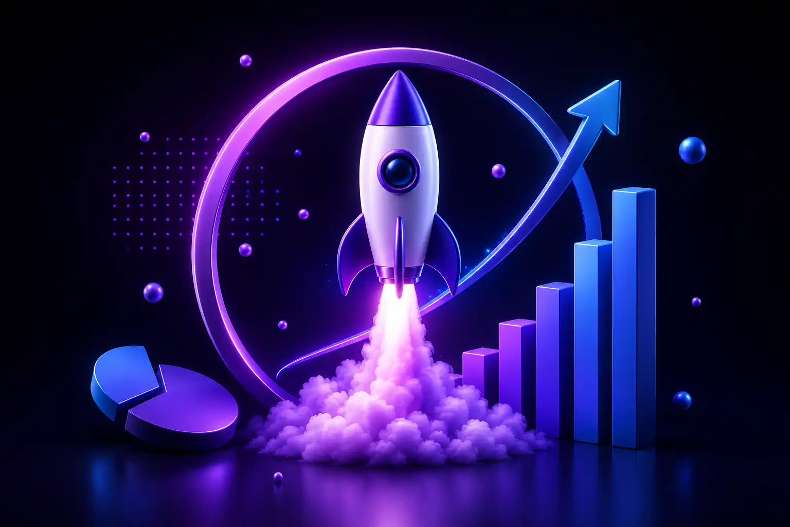 Rankixa rocket launching past a growth chart, representing local business growth online