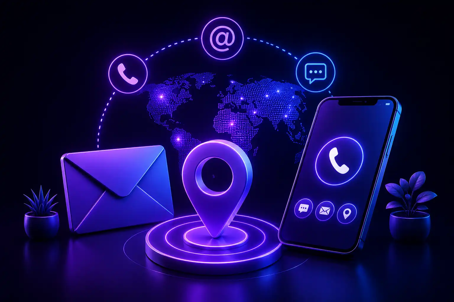 Contact Rankixa by phone, email, or message — illustration of contact channels